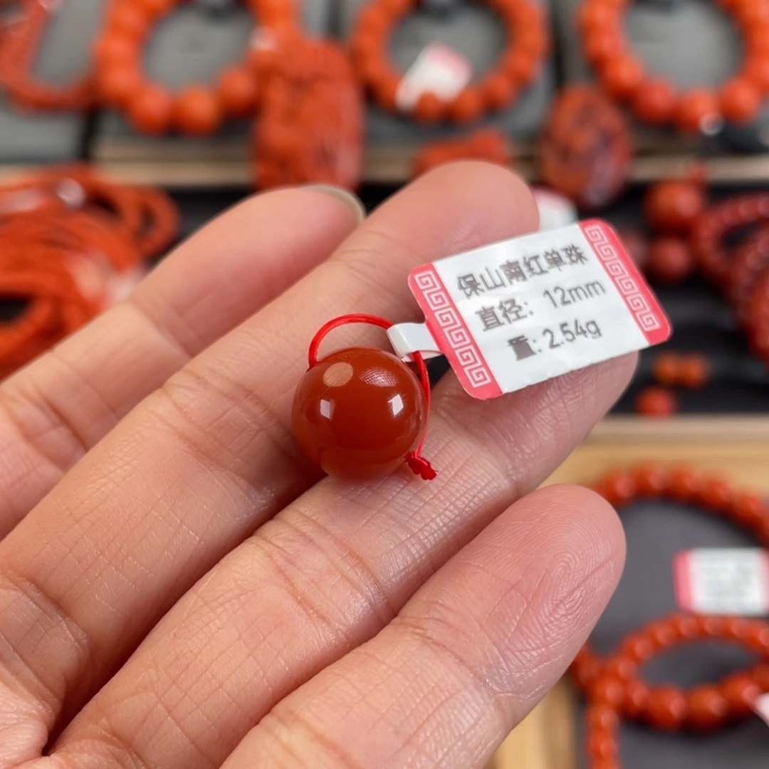 大***鹏南红玛瑙未镶嵌把件保山南红12mm单珠