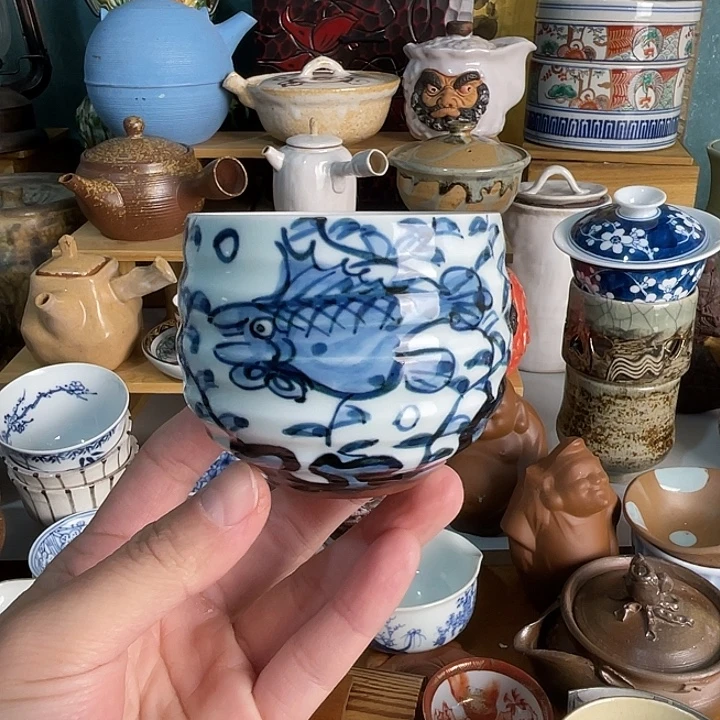 瓷片鱼藻杯子好看的