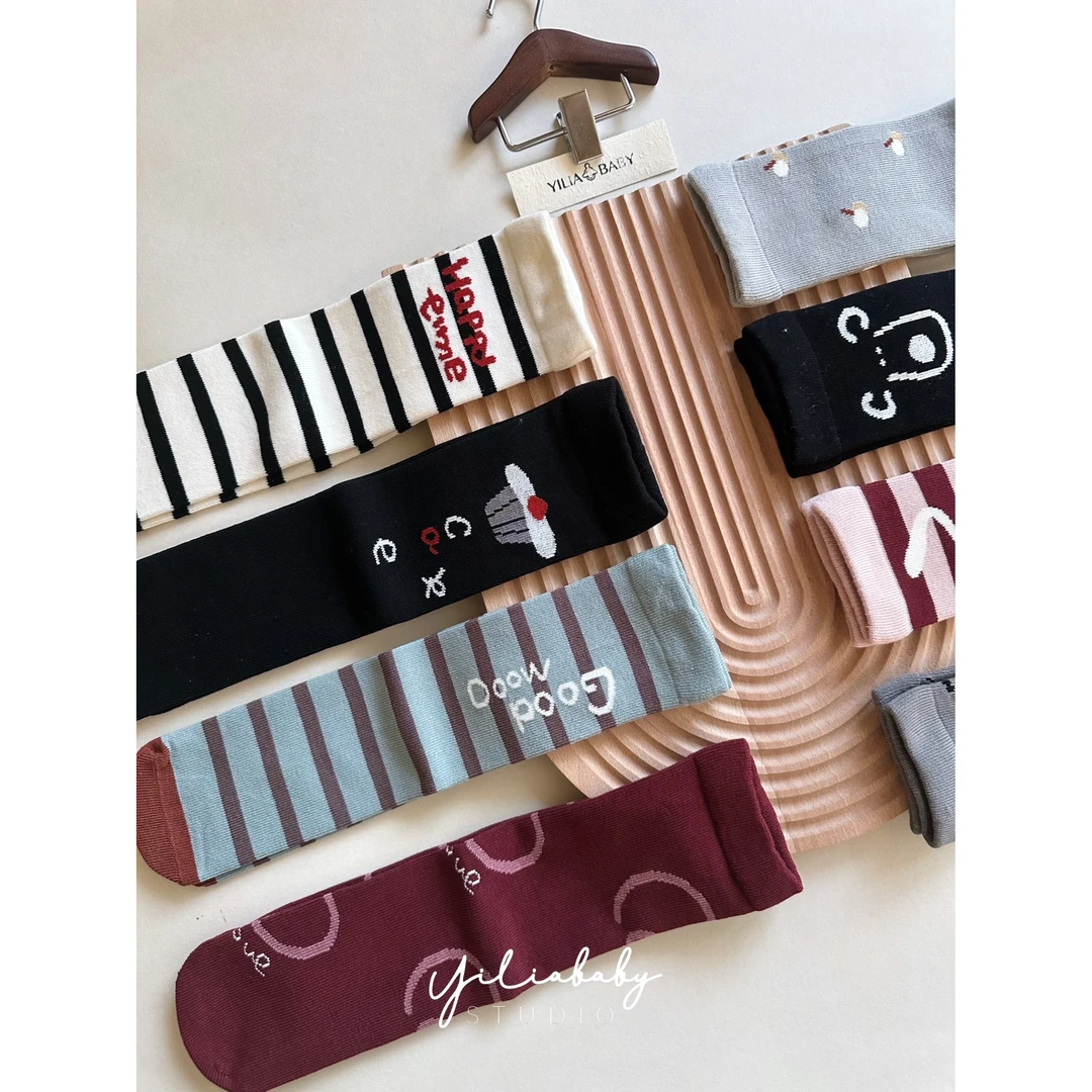 百搭绝好看！过膝袜！小月龄宝宝精梳棉趣味印花无骨不勒腿长筒袜