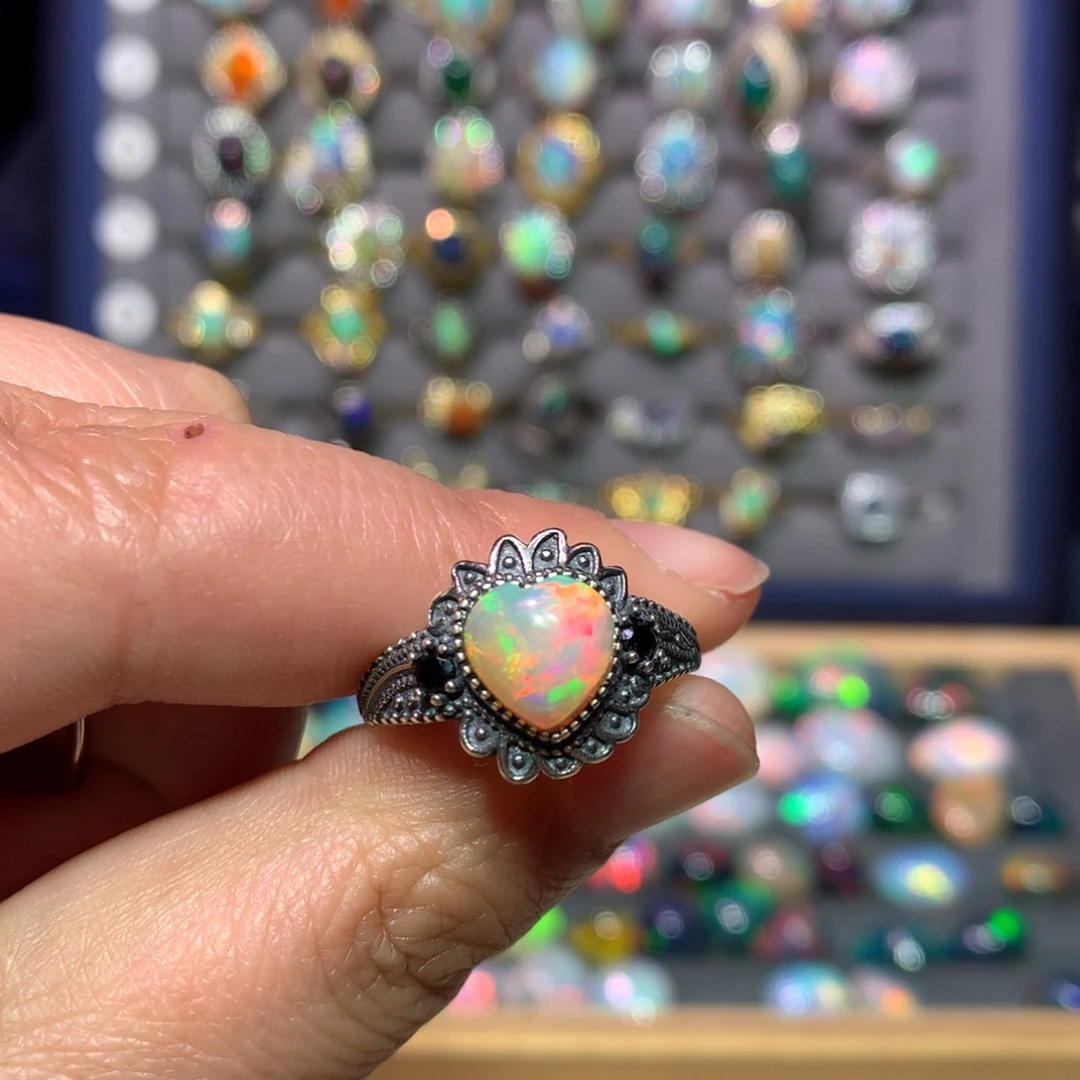 欧泊银S925镶嵌戒指款式中*