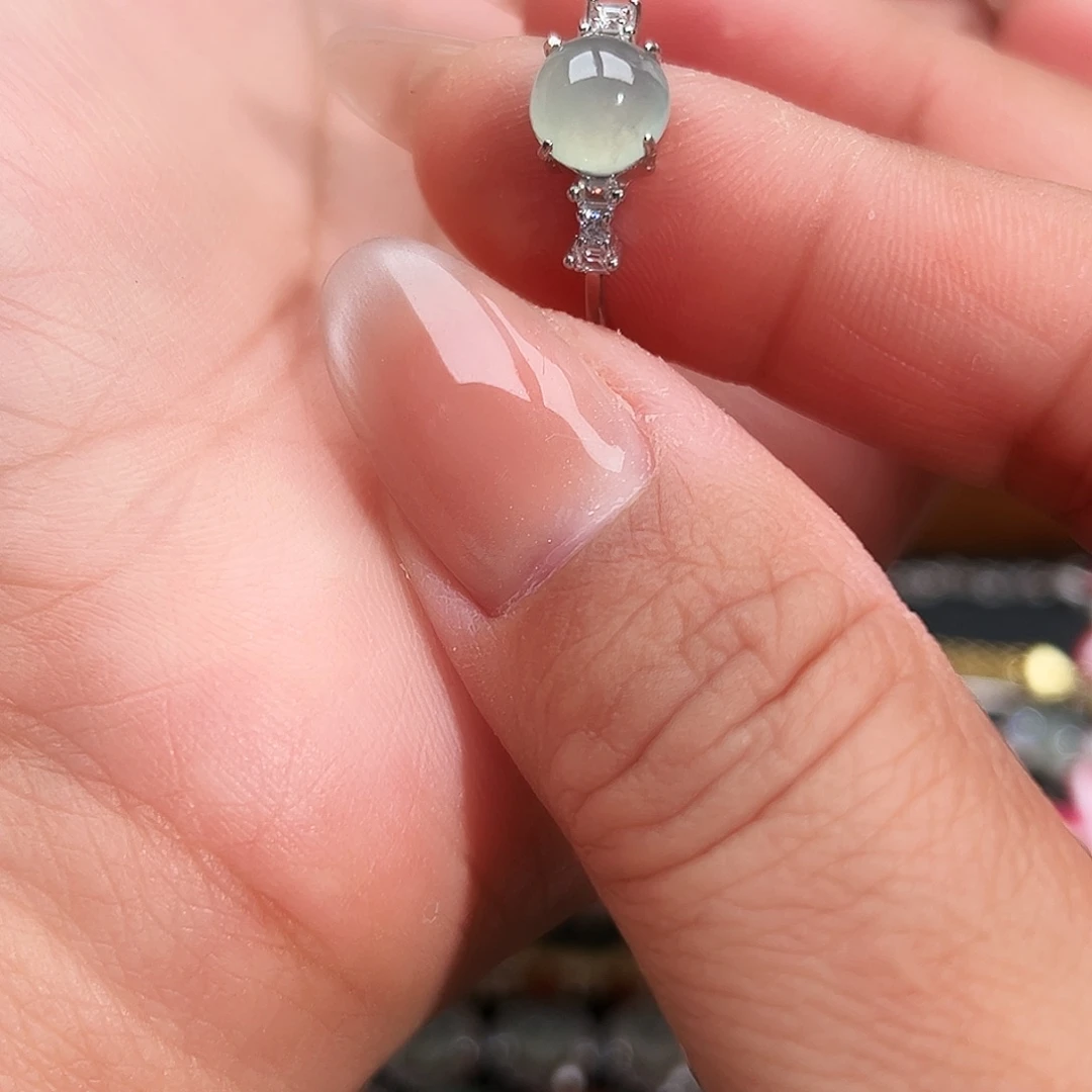 翡翠银S925镶嵌戒指缅甸天然A货翡翠戒指