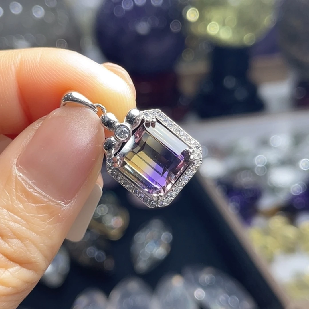 珠宝半成品水晶未镶嵌紫黄晶