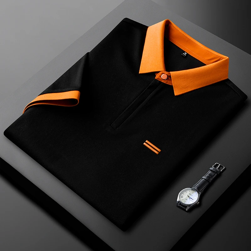 高级感撞色半拉链polo衫男短袖t恤2025新款夏季薄款冰丝透气半袖