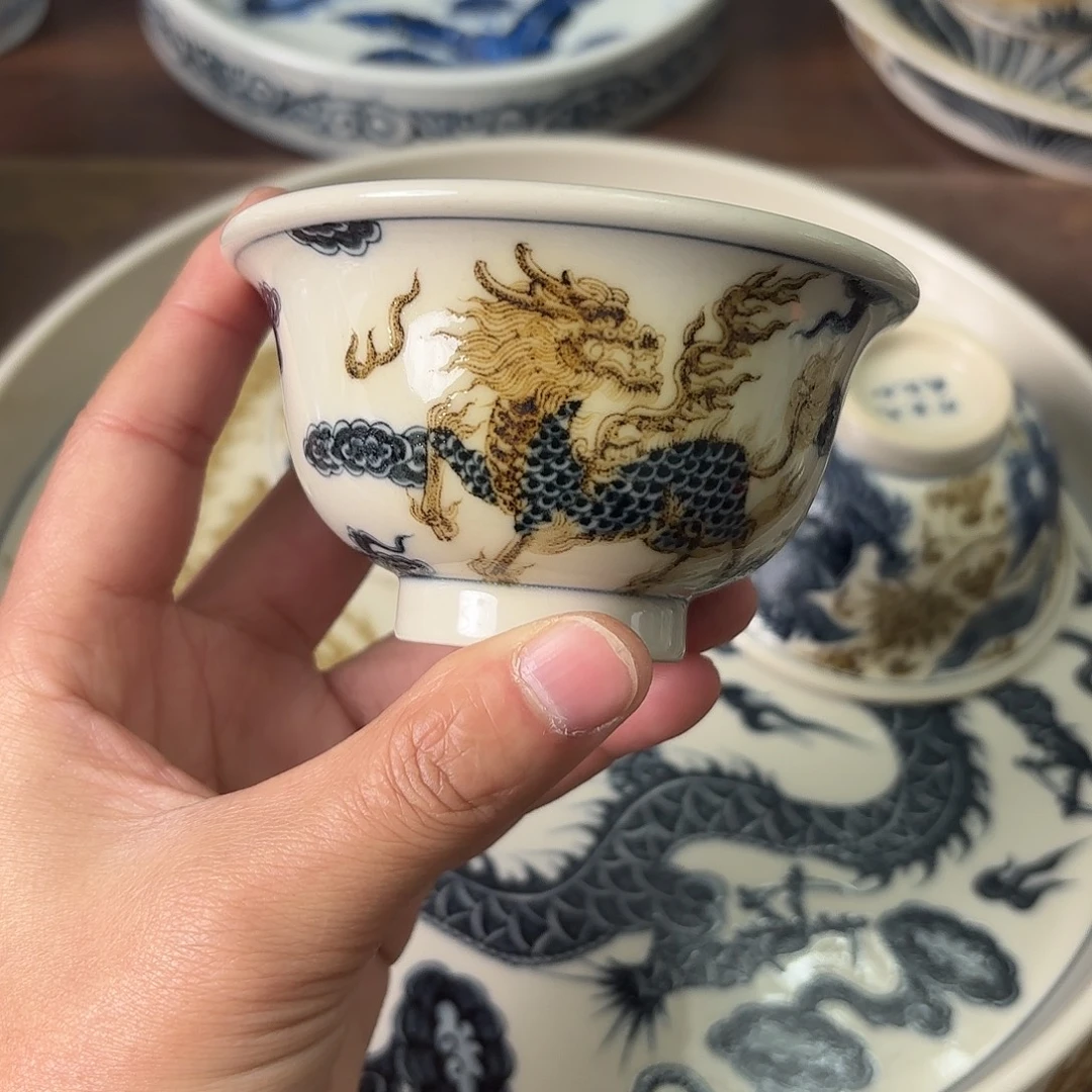 陶瓷盖碗景德镇手绘茶器