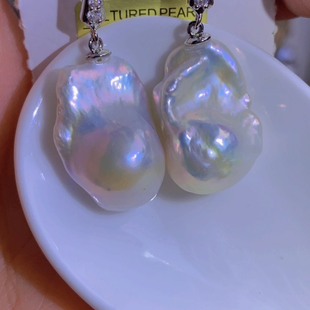 银S925镶嵌天然淡水珍珠淡水珍珠?*梅