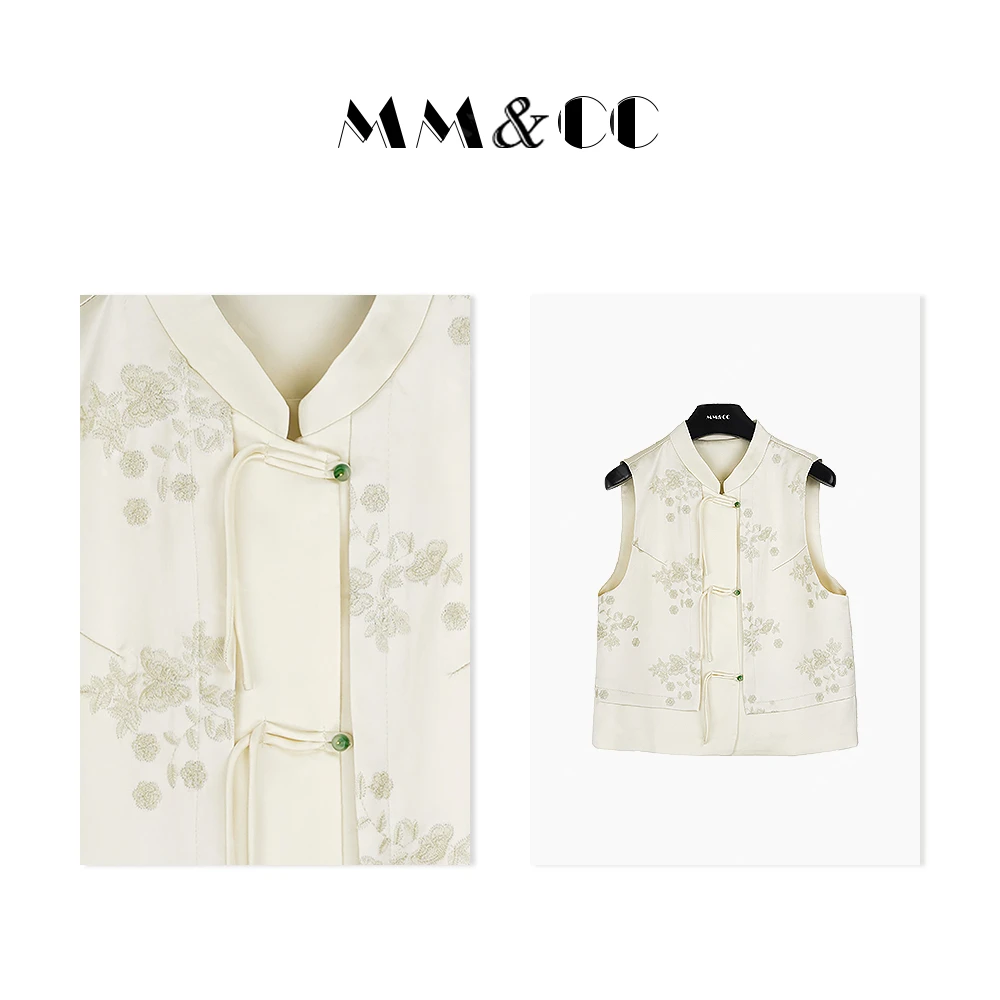 【素素】新中式国风三粒扣流苏马夹女春装新款唐装马甲背心F7058