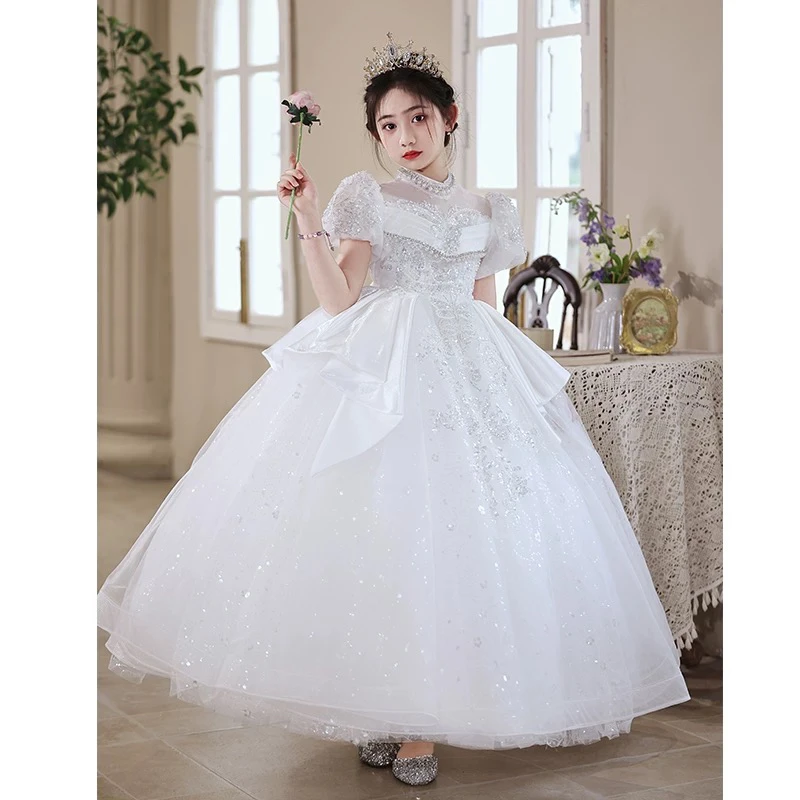 女童礼服儿童生日公主裙高端洋气蓬蓬裙花童婚礼主持人钢琴演出服