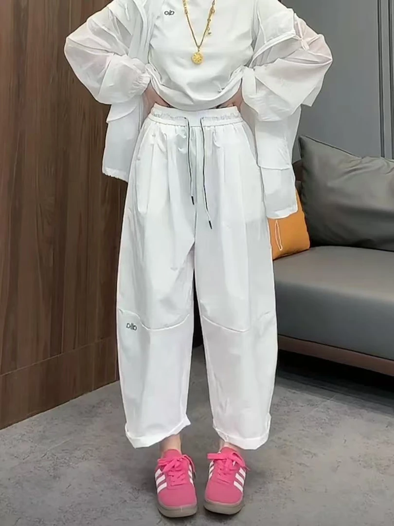 美美服装店8122夏季新款松紧腰抽绳 气球阔腿休闲裤 九分潮流