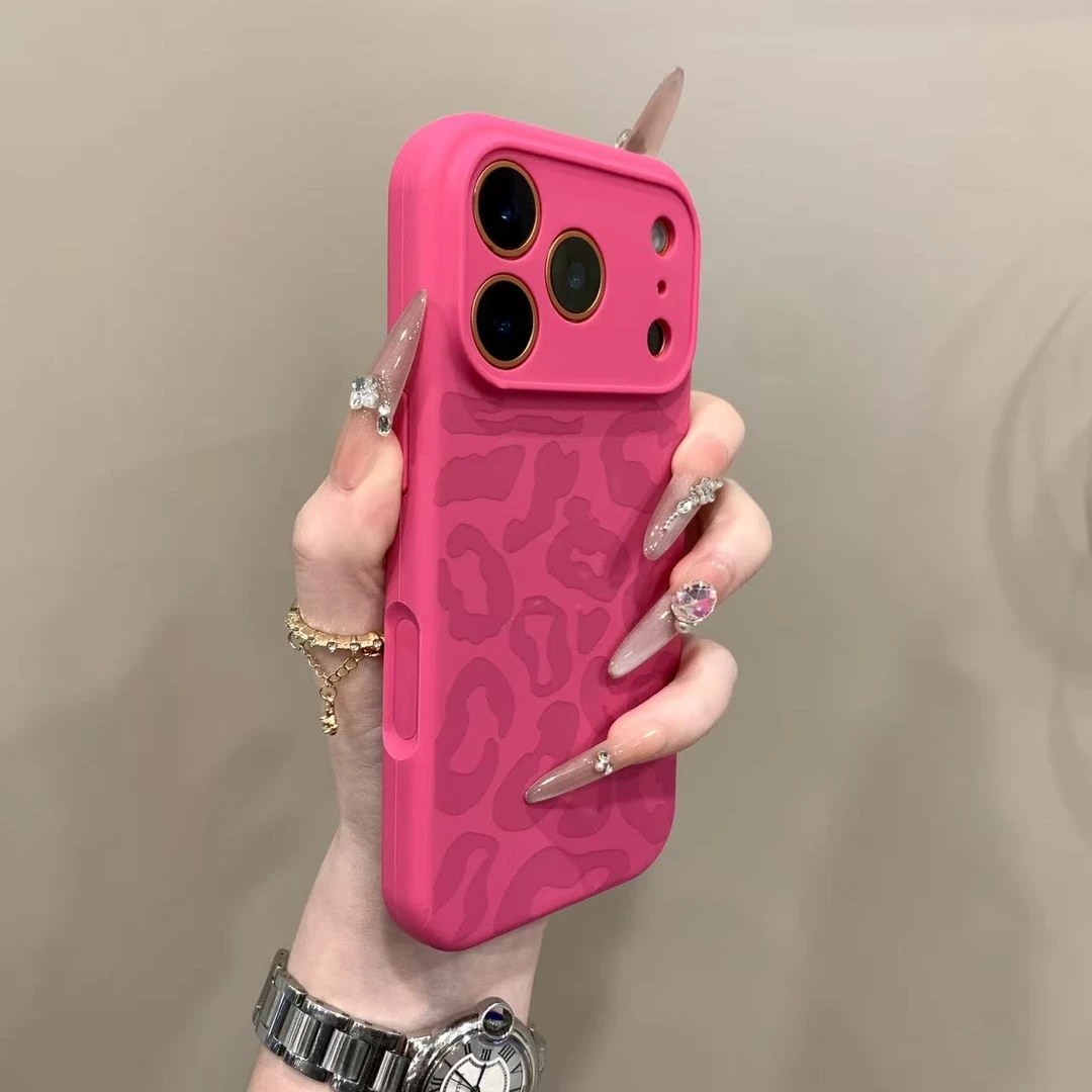 简约豹纹硅胶适用苹果17Promax手机壳网红爆款15全包14高级13女