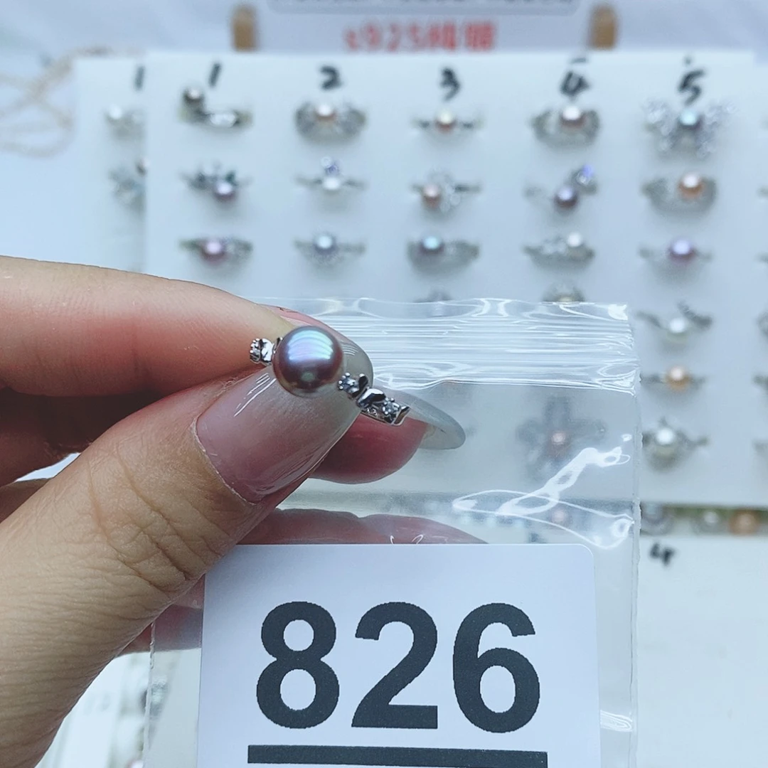 戒指银S925镶嵌淡水珍珠慕*826