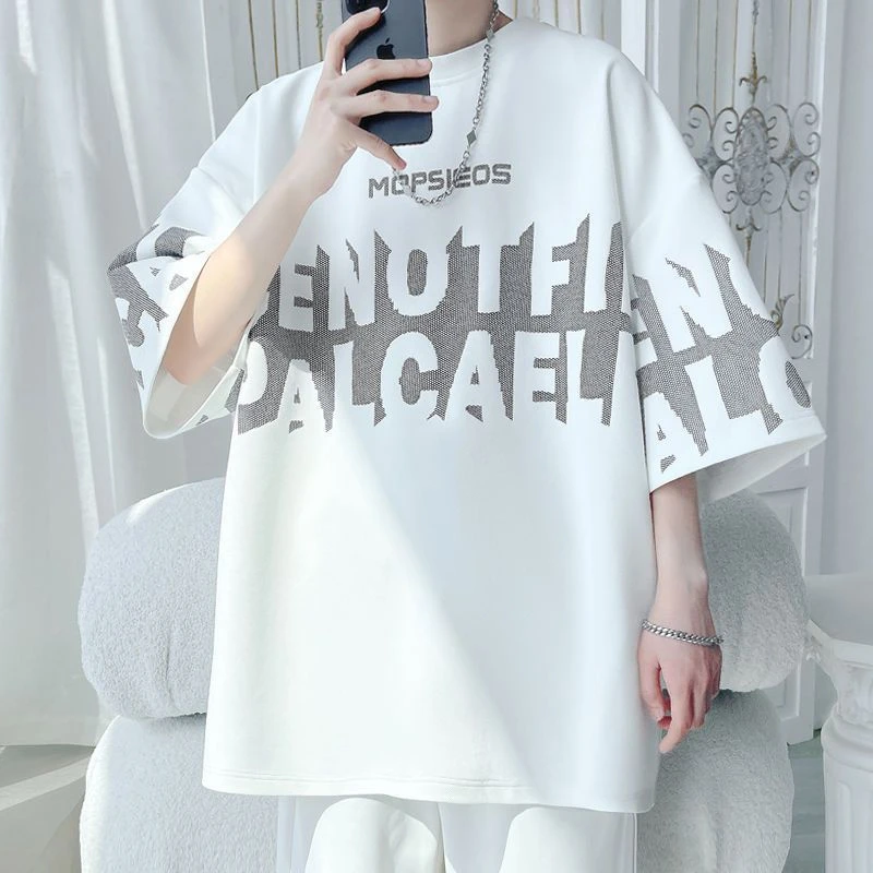 潮牌港风短袖T恤男夏季潮流宽松胖子300斤大码男装上衣体恤衫男款