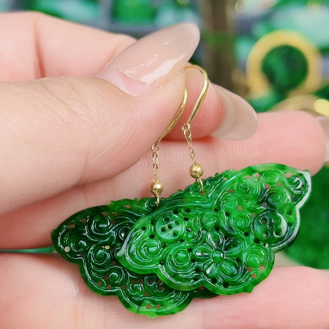 翡翠颈饰18K金镶嵌耳饰