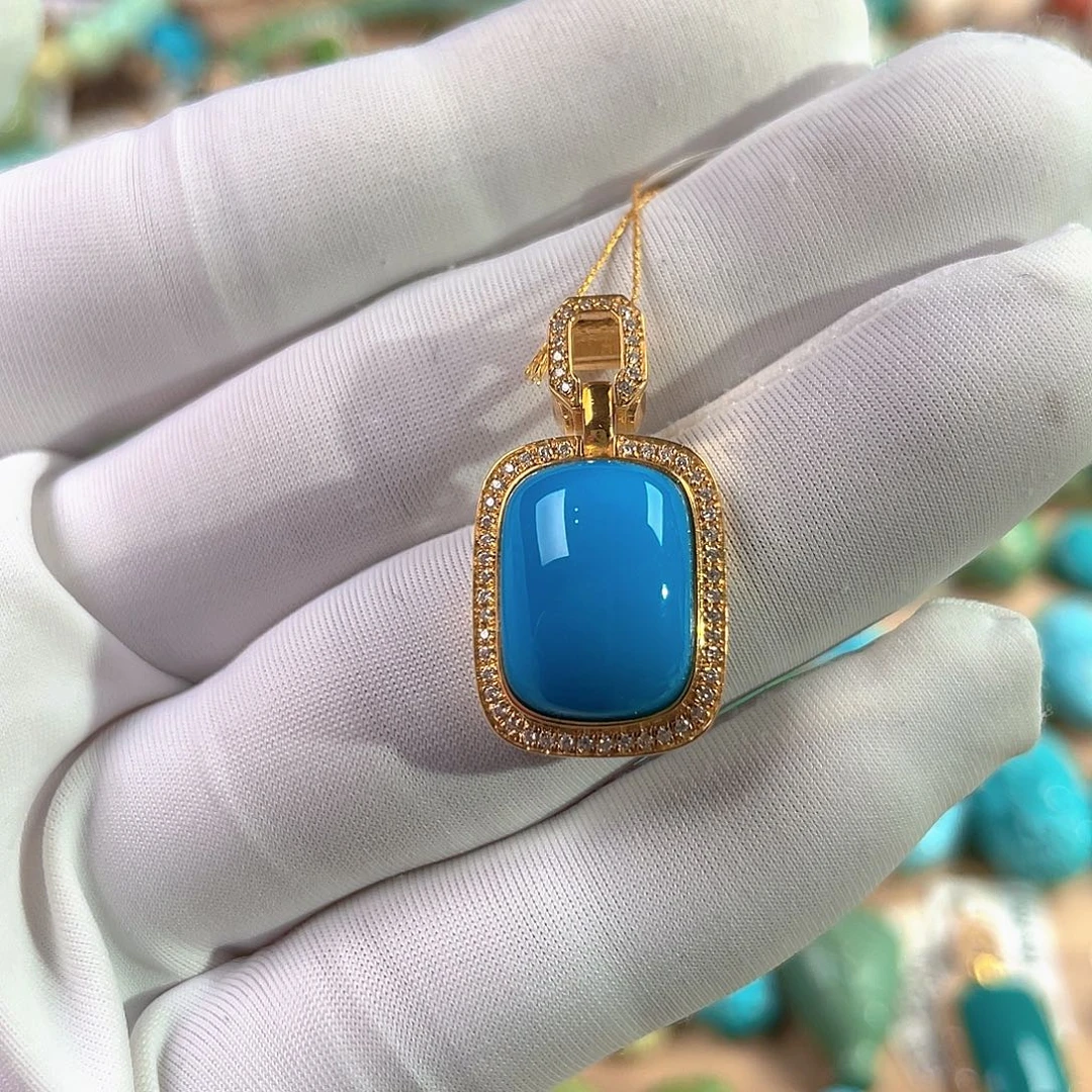 绿松石18K金镶嵌珠宝奇石