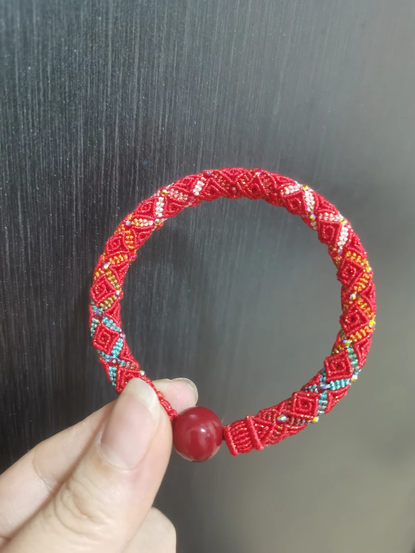 非金属布艺手链 立体回纹镂空手编绳定制气质春节礼物红绳饰品