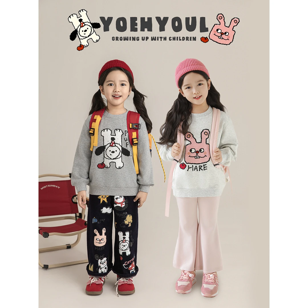 幼悠女童秋冬装一体绒卡通卫衣可爱超萌儿童加绒加厚衣服潮CD2031