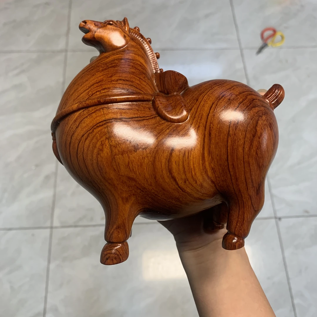 【限量福利】非洲花梨木雕刻唐马摆件家居办公装饰