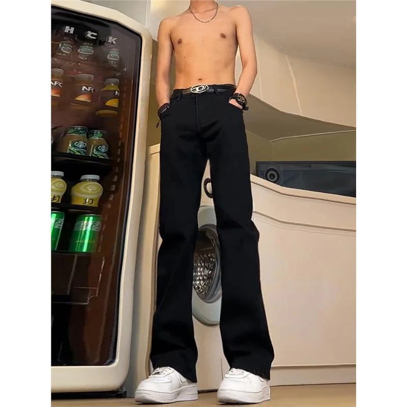 柳叶弯刀牛仔裤2025新款男款美式高街痞帅窄版裤子直筒修身微喇裤