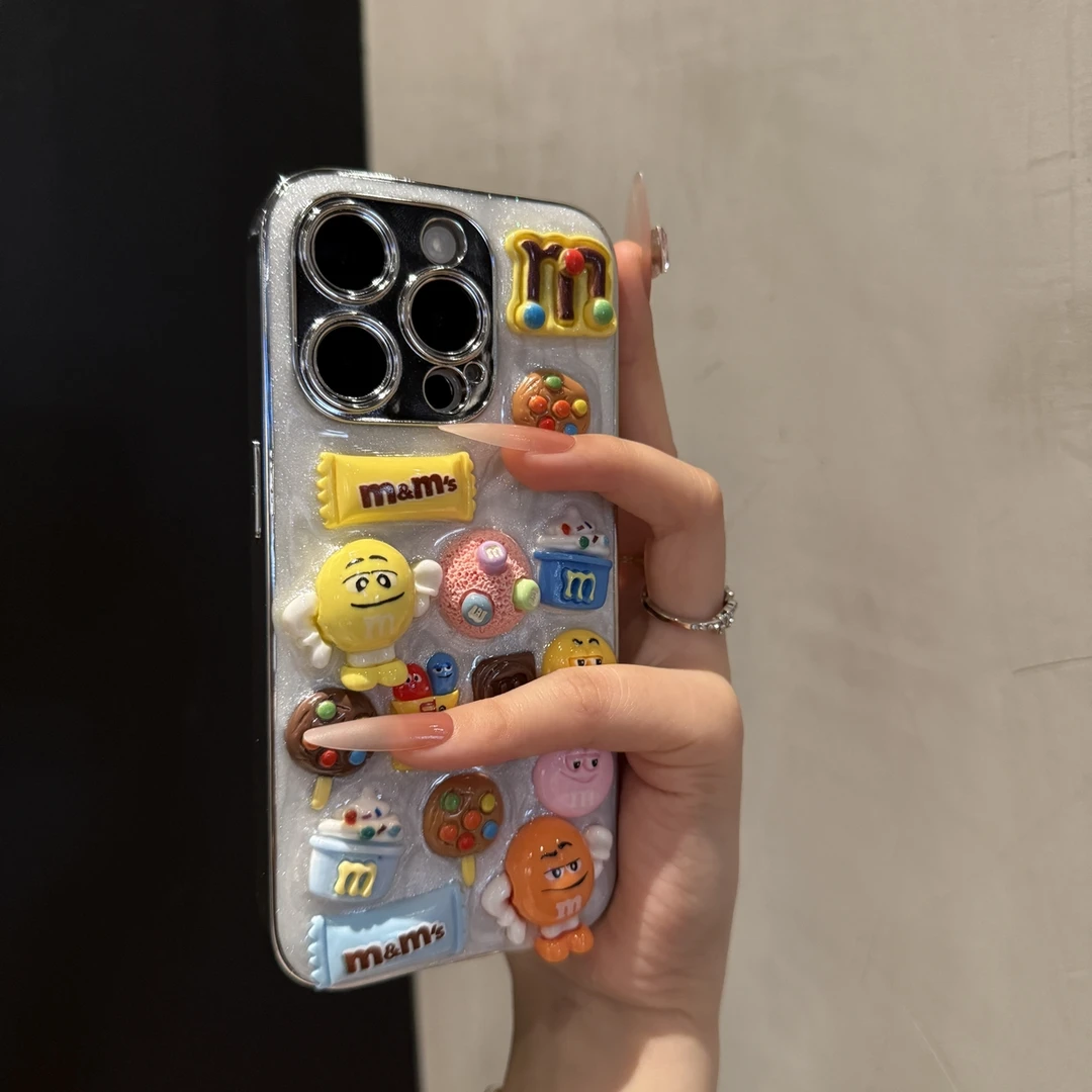 可爱立体彩豆适用苹果16promax手机壳个性iPhone15创意14简约13女