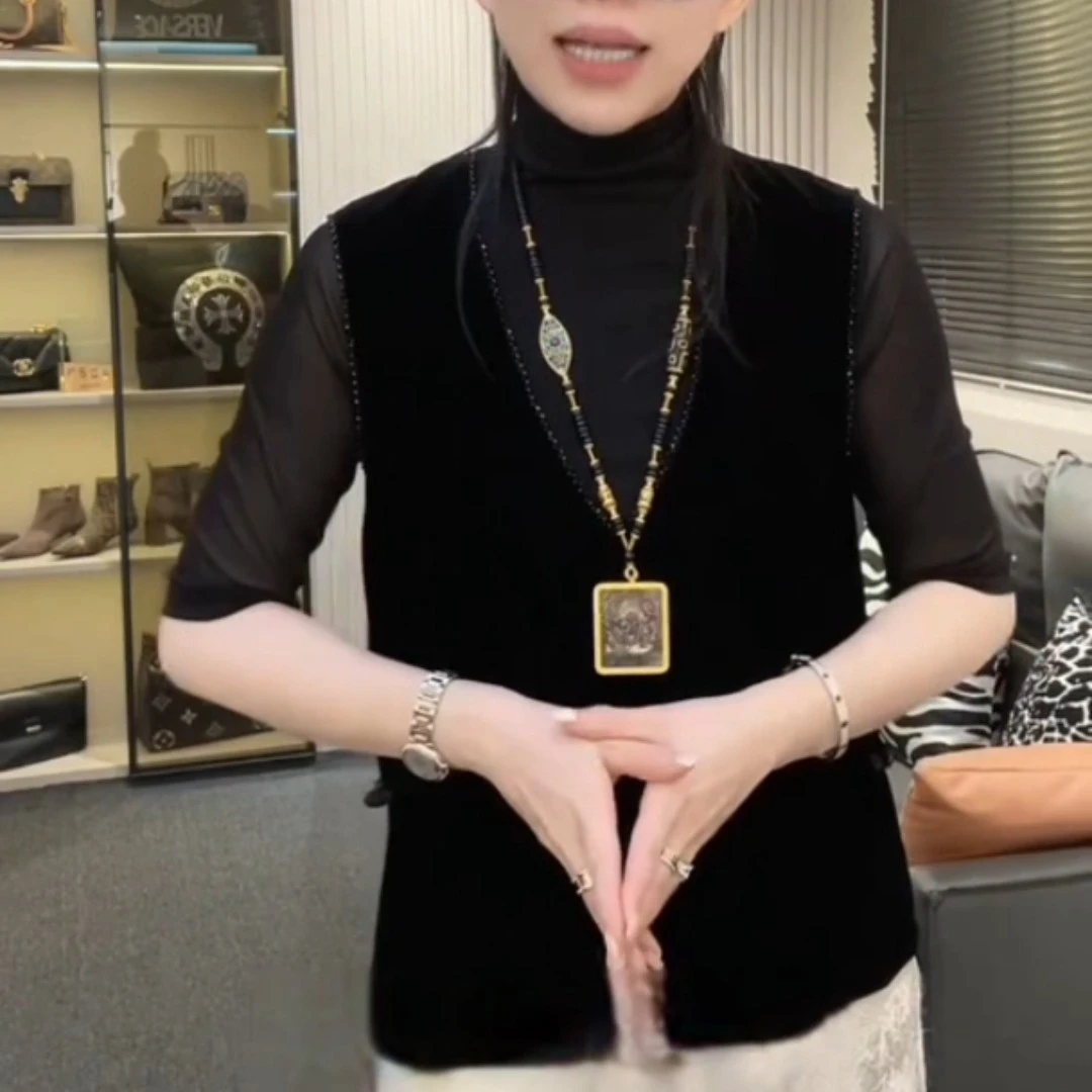 2025年春季新款时尚百搭休闲宽松显瘦金丝绒马甲