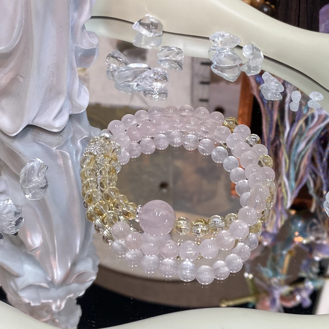 【585黄粉双拼 】天然水晶手串原创小众设计