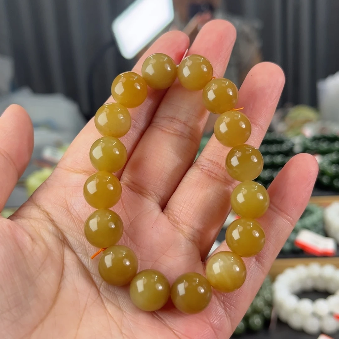 手链未镶嵌和田玉新疆且末金山黄金糖卡12圆珠