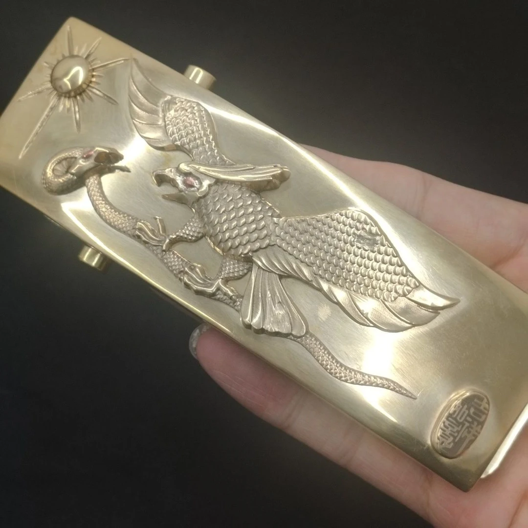 纯铜鹰抓蛇滚轴皮带扣无牙无孔腰带扣头长12x4.8内径4.0尺寸可定