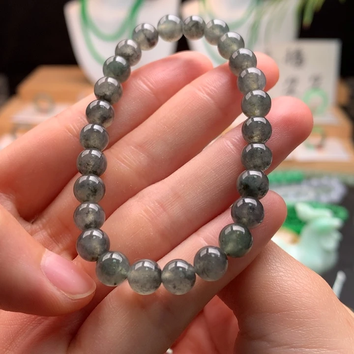 翡翠未镶嵌手串天然缅甸A货翡翠卡6.8mm