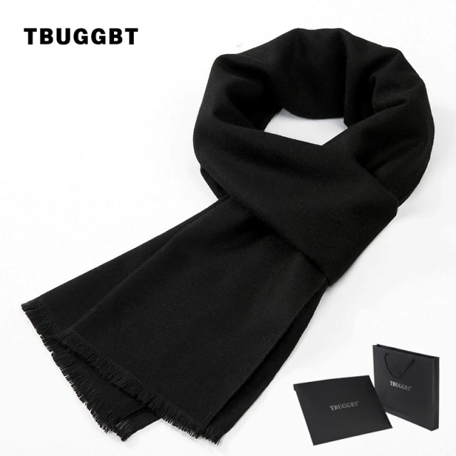 男士围巾色冬季韩版保暖桑蚕丝女围脖黑色百搭定制LOGO送礼盒装