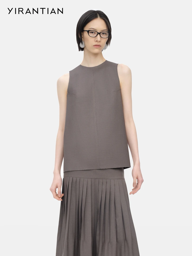 TSOUL【YIRANTIAN】灰色圆领后背开衩背心