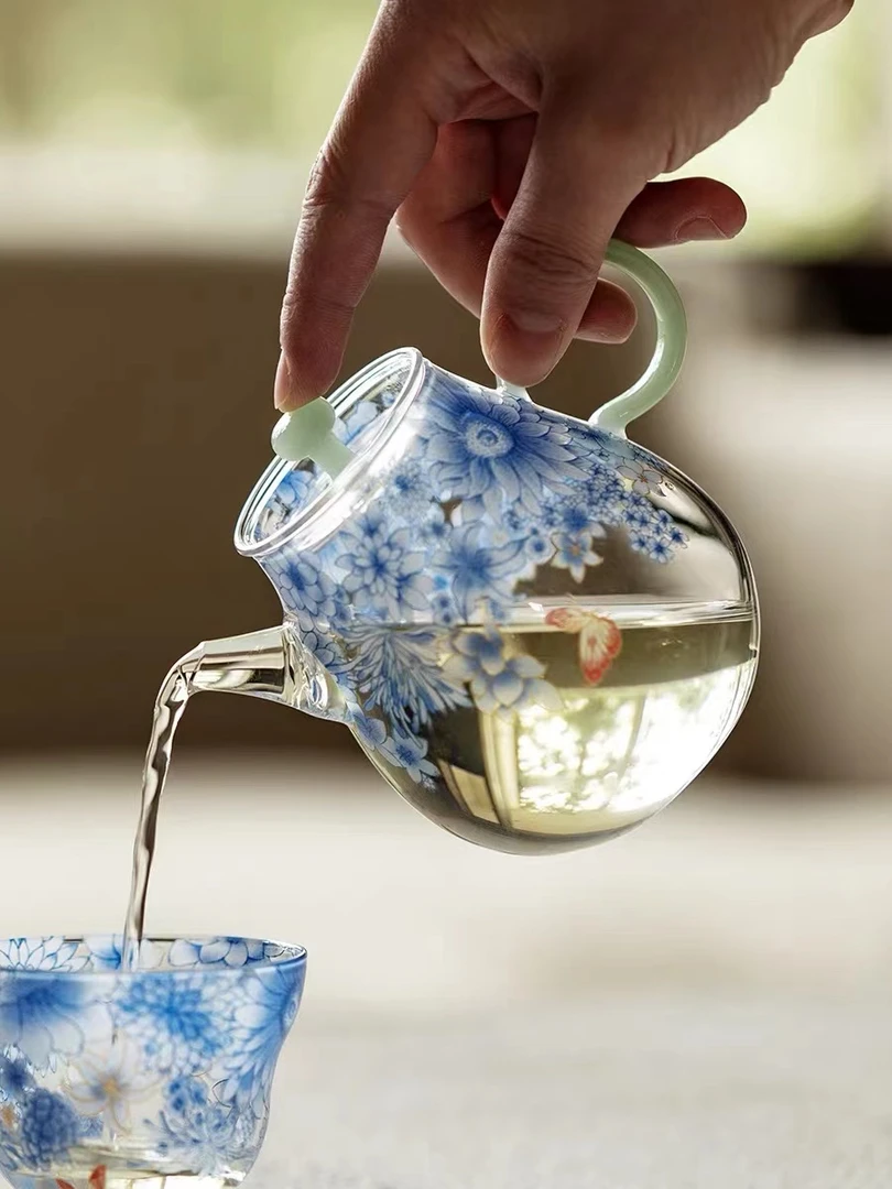 SK-0622 幽蓝纷蝶-晚棠茶壶