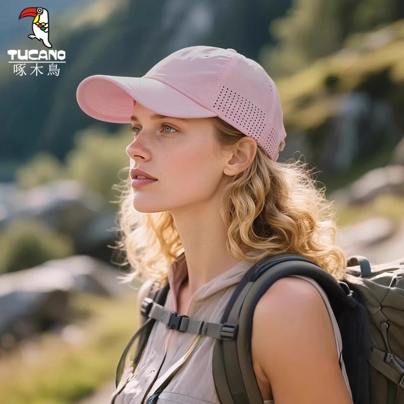 啄木鸟鸭舌帽女夏季薄款速干网眼遮阳防晒帽子户外休闲运动棒球帽