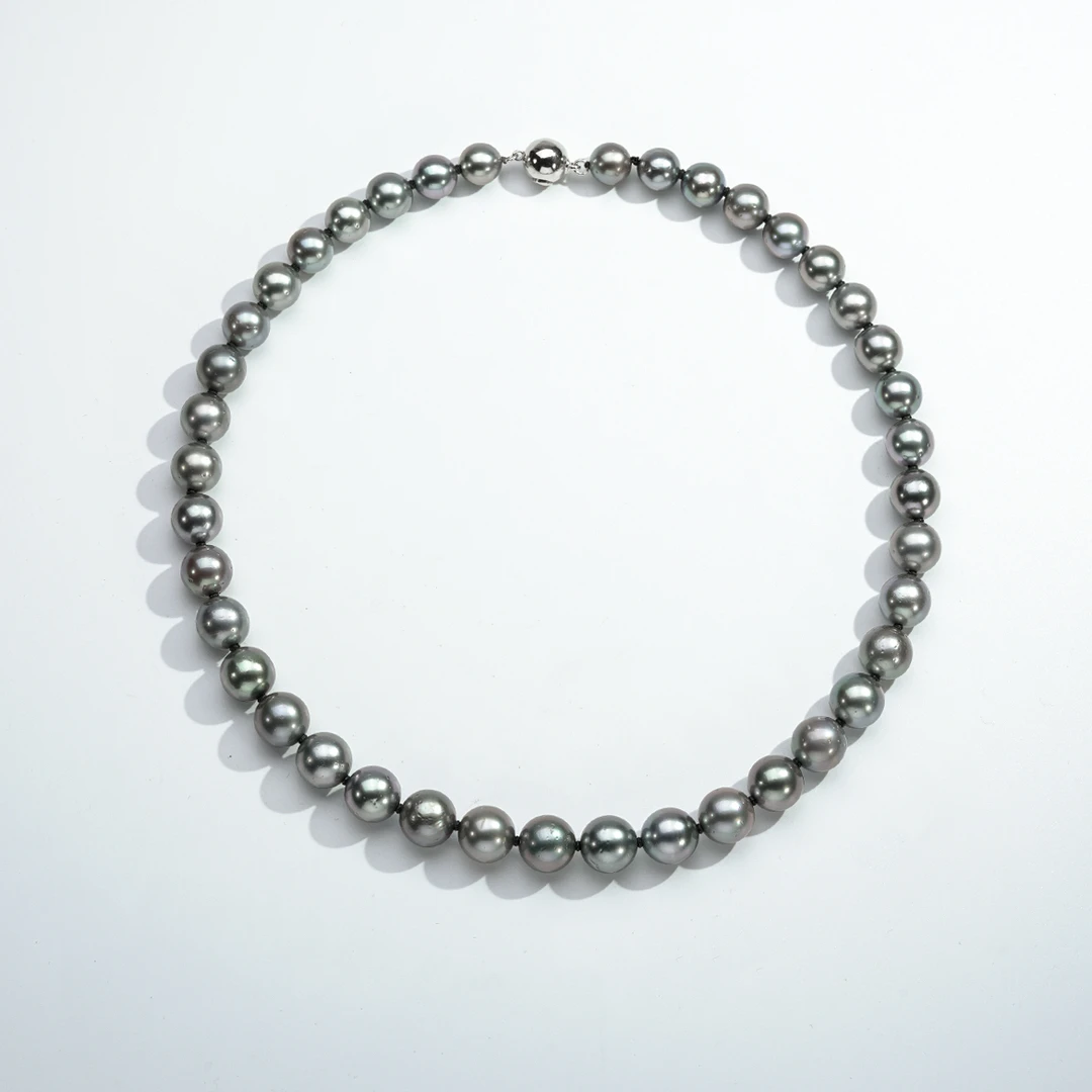 【短发七七】S925银 【铂金灰】海水大溪地珍珠项链  8-11mm