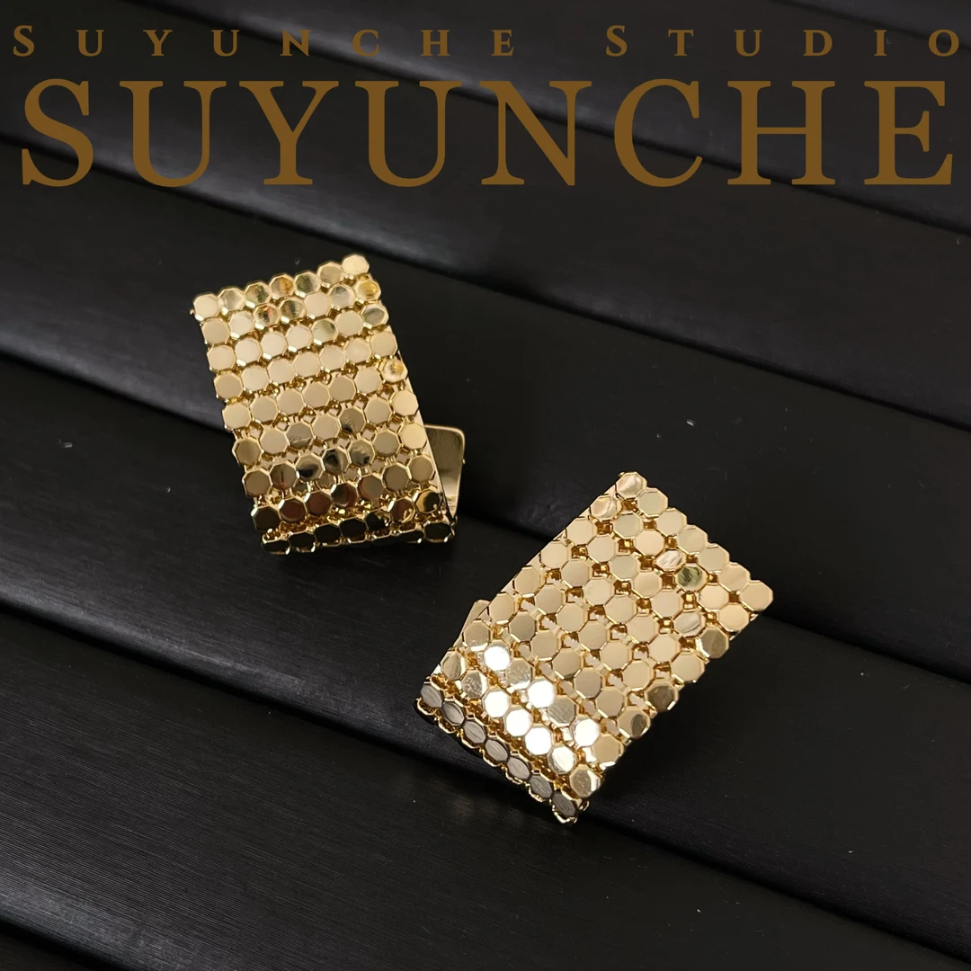 铜合金耳饰 SuyuncheA76时尚质感轻奢亮片新款耳环