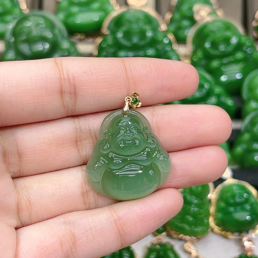 和田玉（碧玉）颈饰18K金镶嵌