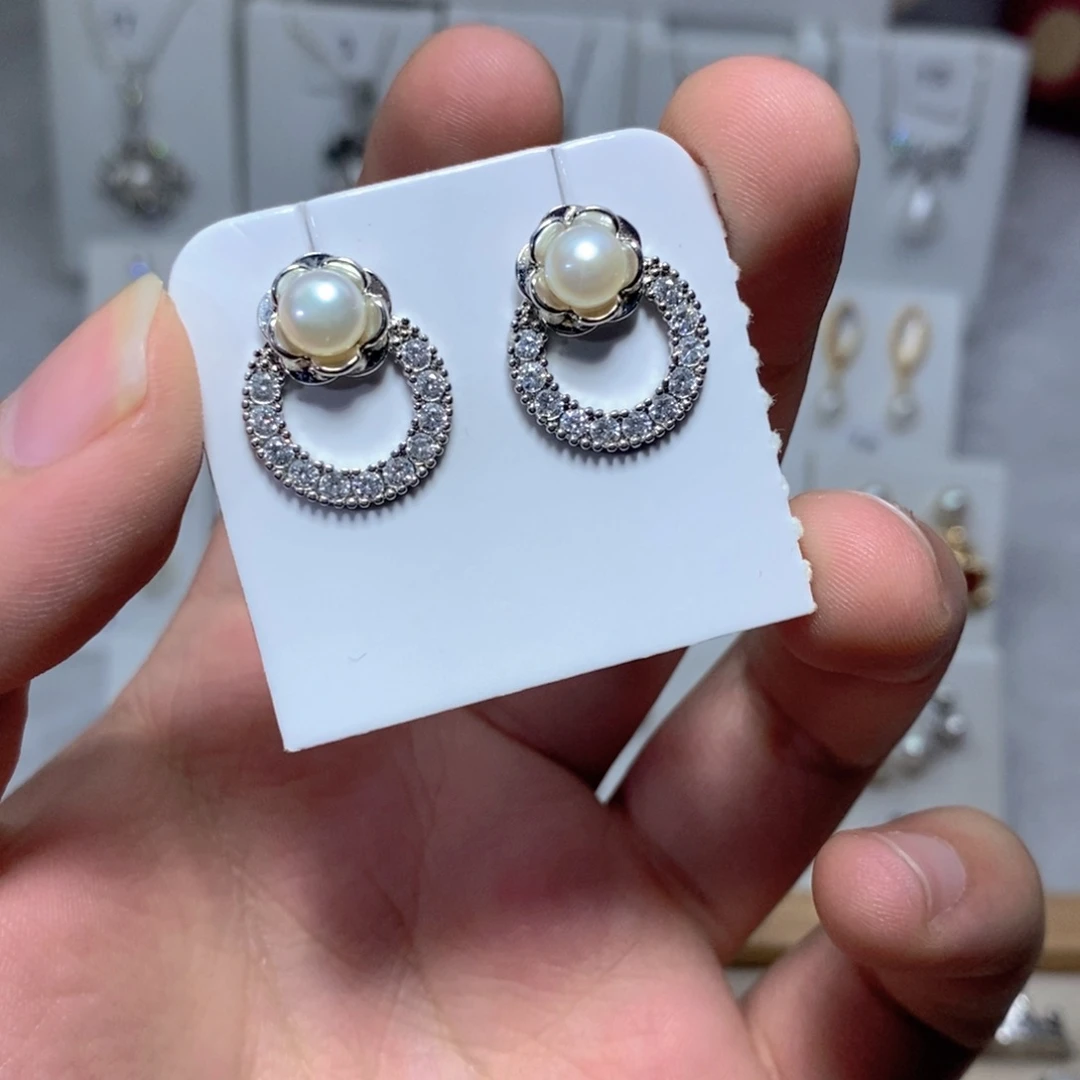 耳饰淡水珍珠银S925镶嵌