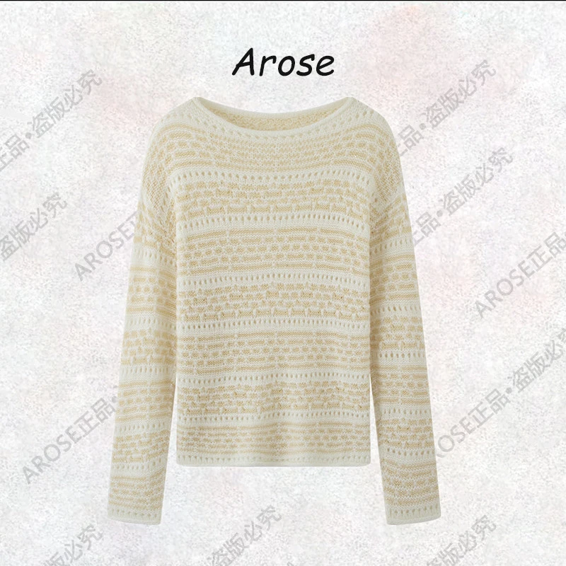 【AR0SE•正品】2025秋季镂空毛针织衫时尚套衫高领辣妹风803111