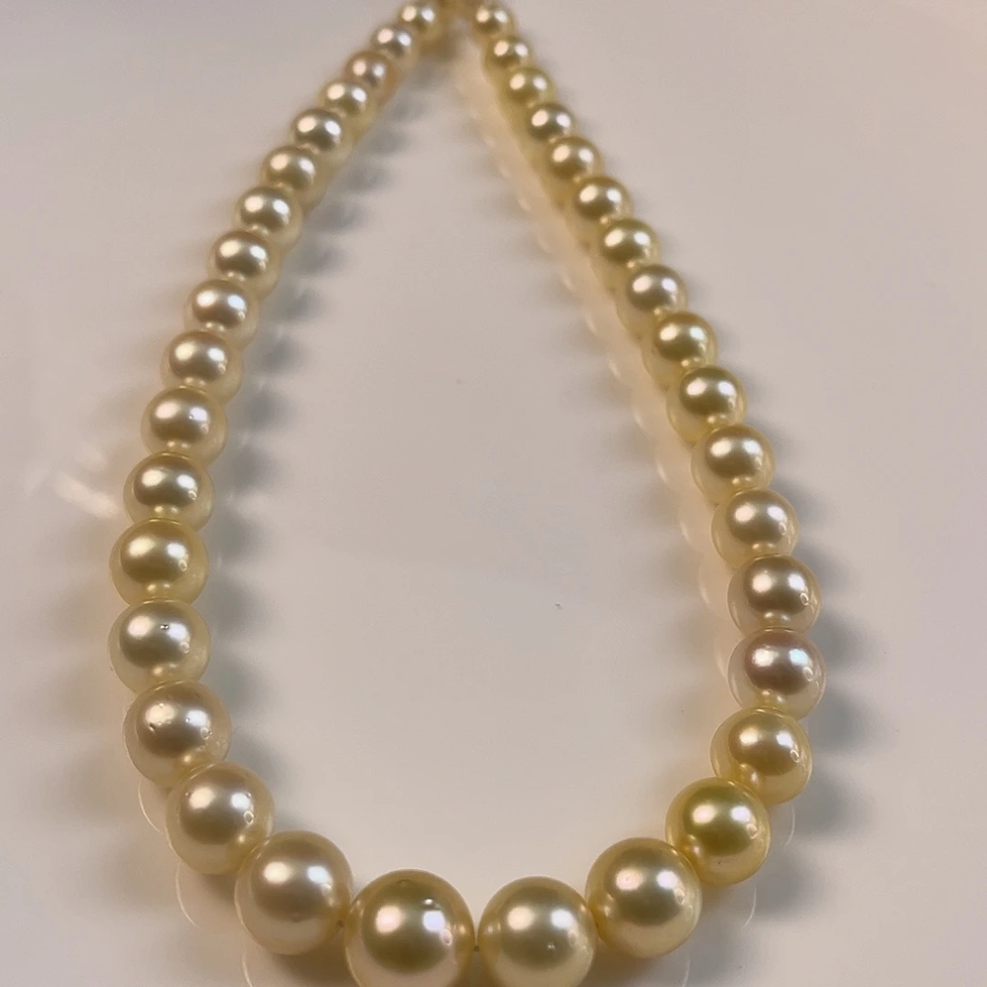 颈饰海水珍珠银S925镶嵌奶油金9-13
