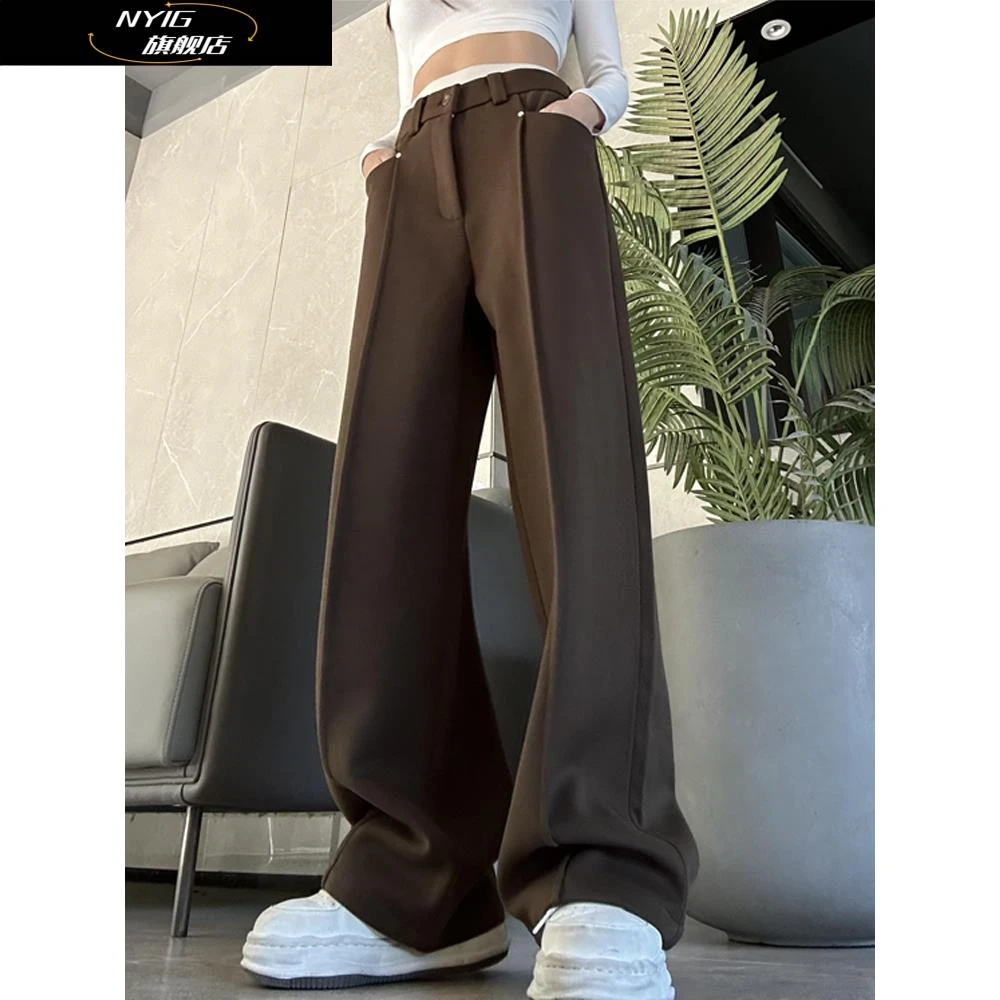 NYIG新款休闲裤男士垂感宽松阔腿裤潮流百搭简约西裤男直筒长裤子