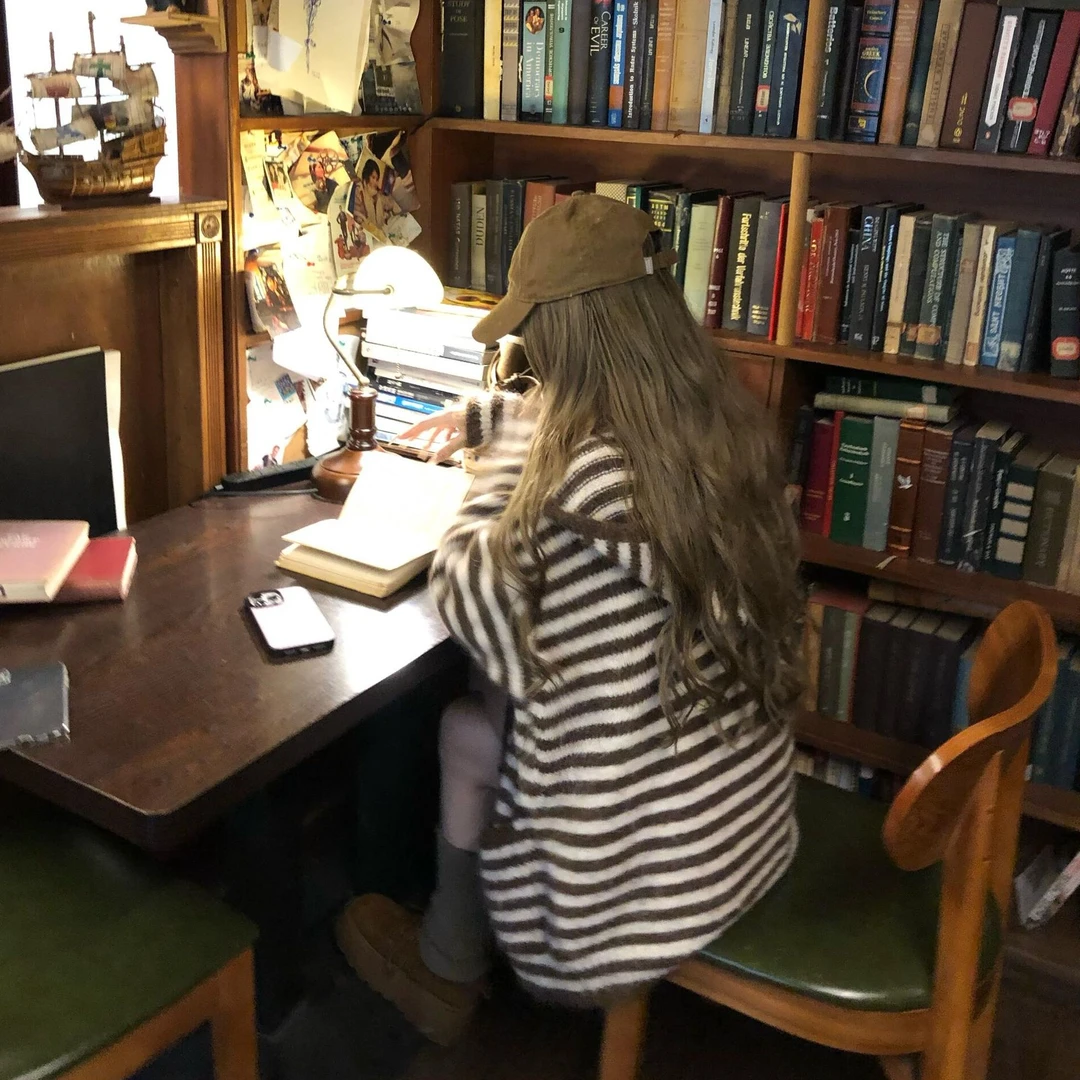 【DMXJ大梦想家】琥珀流光风条纹毛衣女款秋冬睡衣针织开衫连帽外套