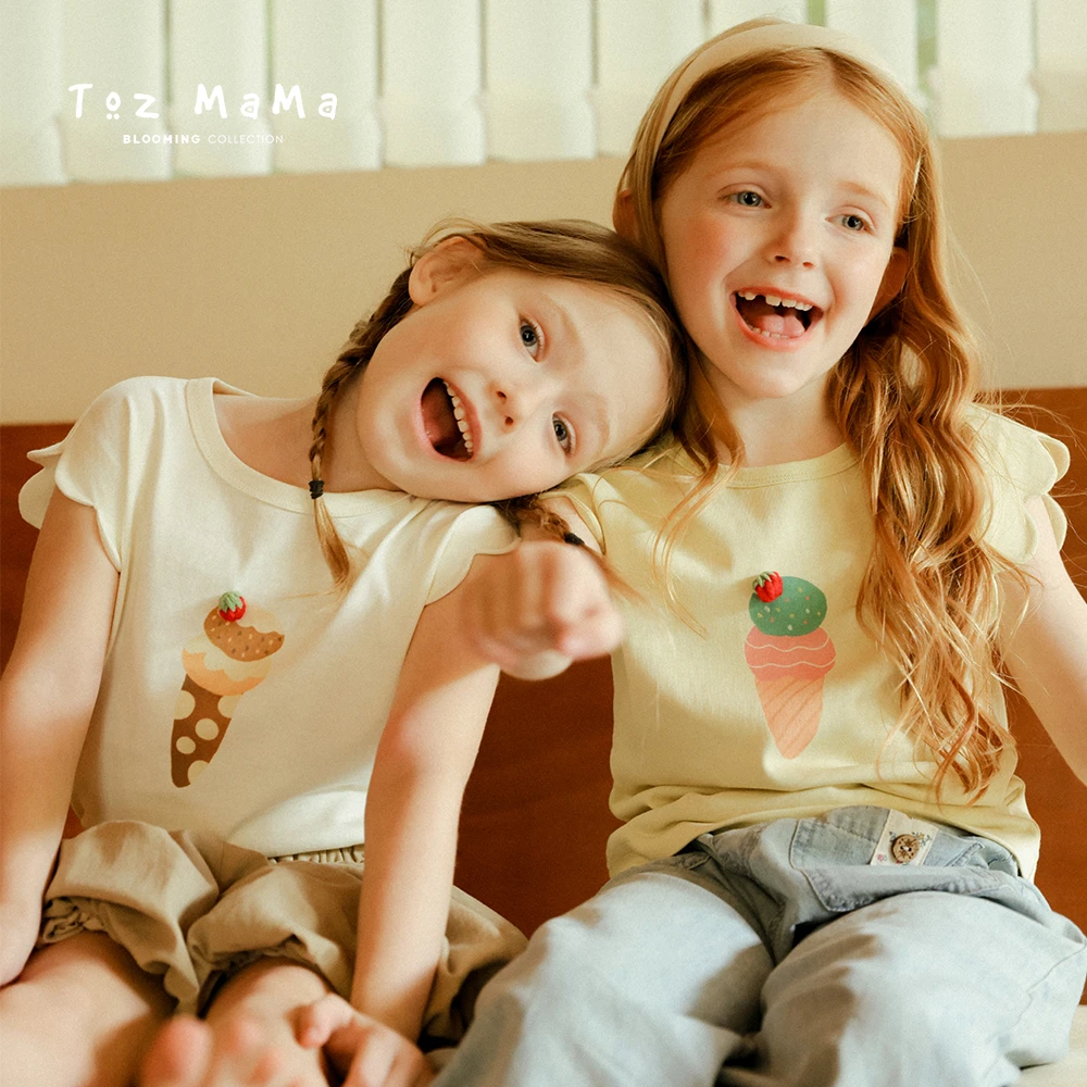 【TozGirls豆几妈高端女童】手工钩花草莓婴儿短袖t恤儿童夏季百搭