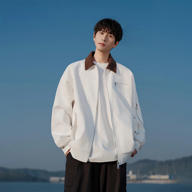 WITI美式翻领工装夹克男春秋季新款时尚个性宽松潮牌休闲百搭外套