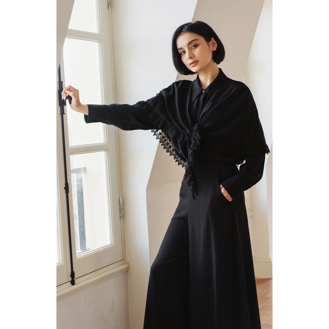 【共婵娟】私服分享 19姆米桑蚕丝蕾丝披肩衬衫两种穿法夏衬衫