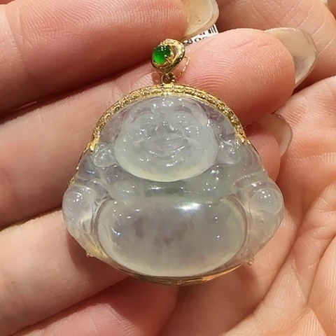 翡翠18K金镶嵌吊坠(不含链)