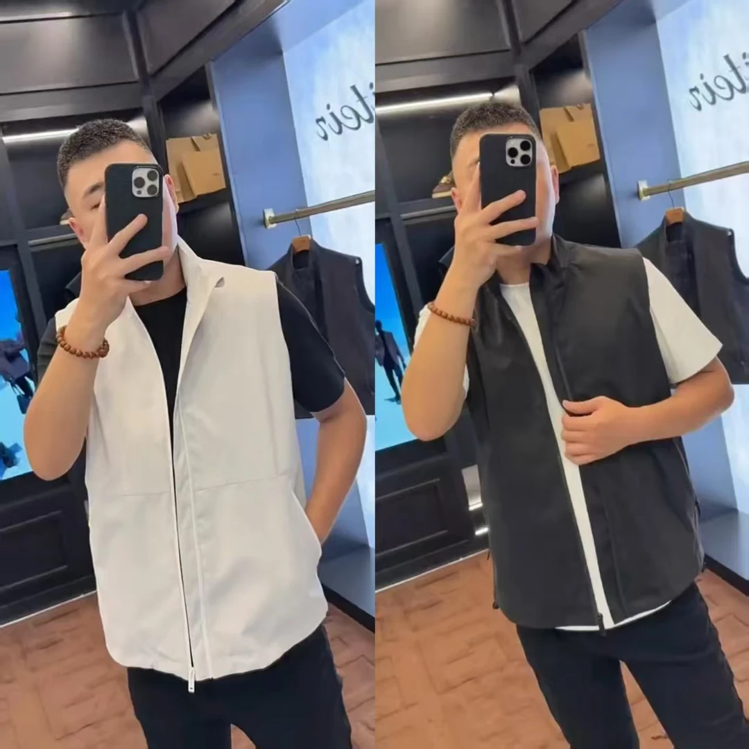 202秋季新款潮流立领马甲男士时尚痞帅纯色修身百搭休闲坎肩外套