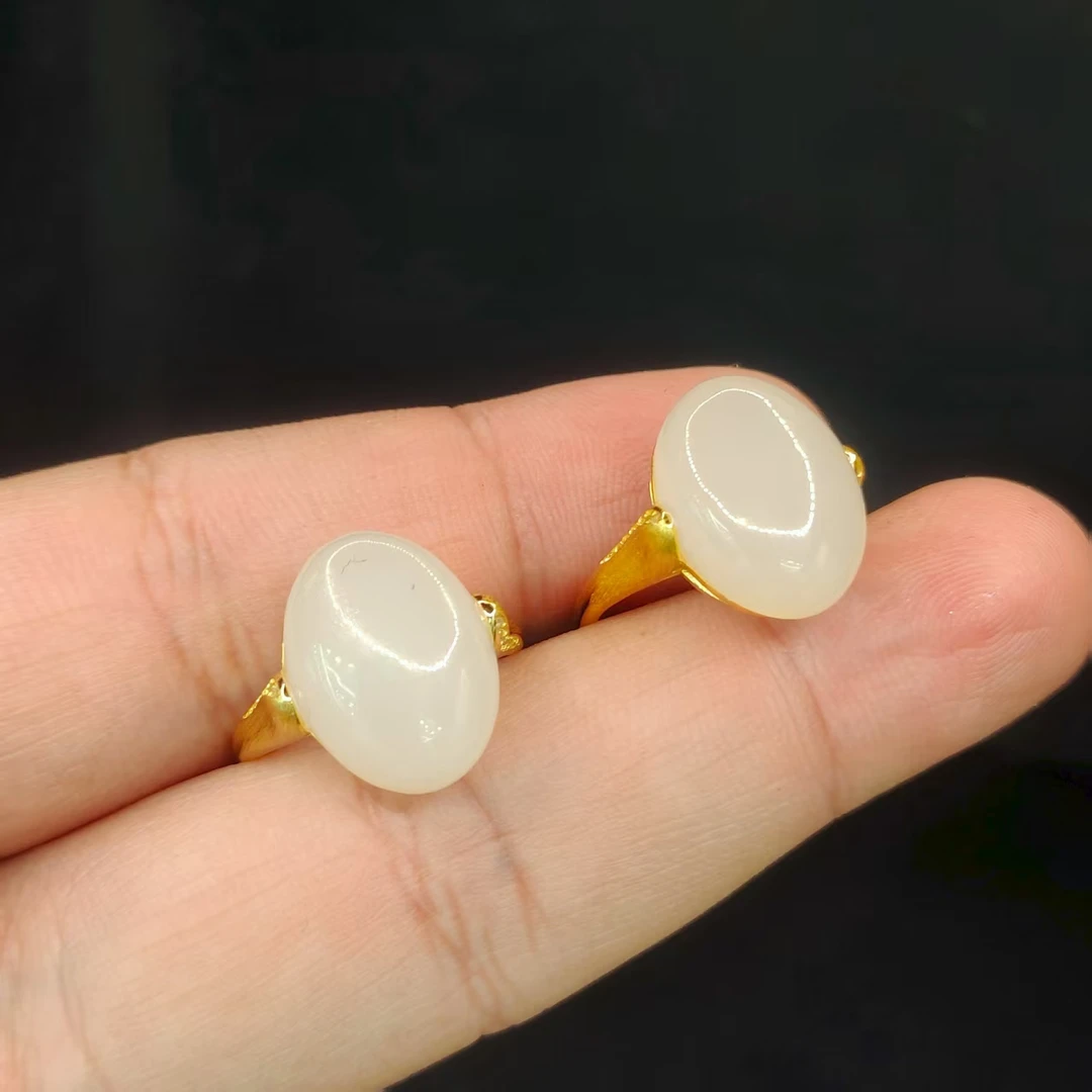 【李想精选】S925和田玉蛋面戒指J1【多样性发其一】约16-11mm