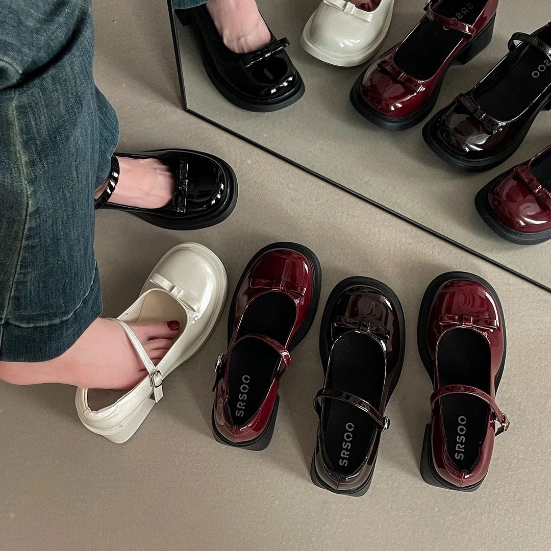 OJRZ复古高跟玛丽珍鞋女2025新款法式玛丽珍单鞋圆头英伦风小皮鞋