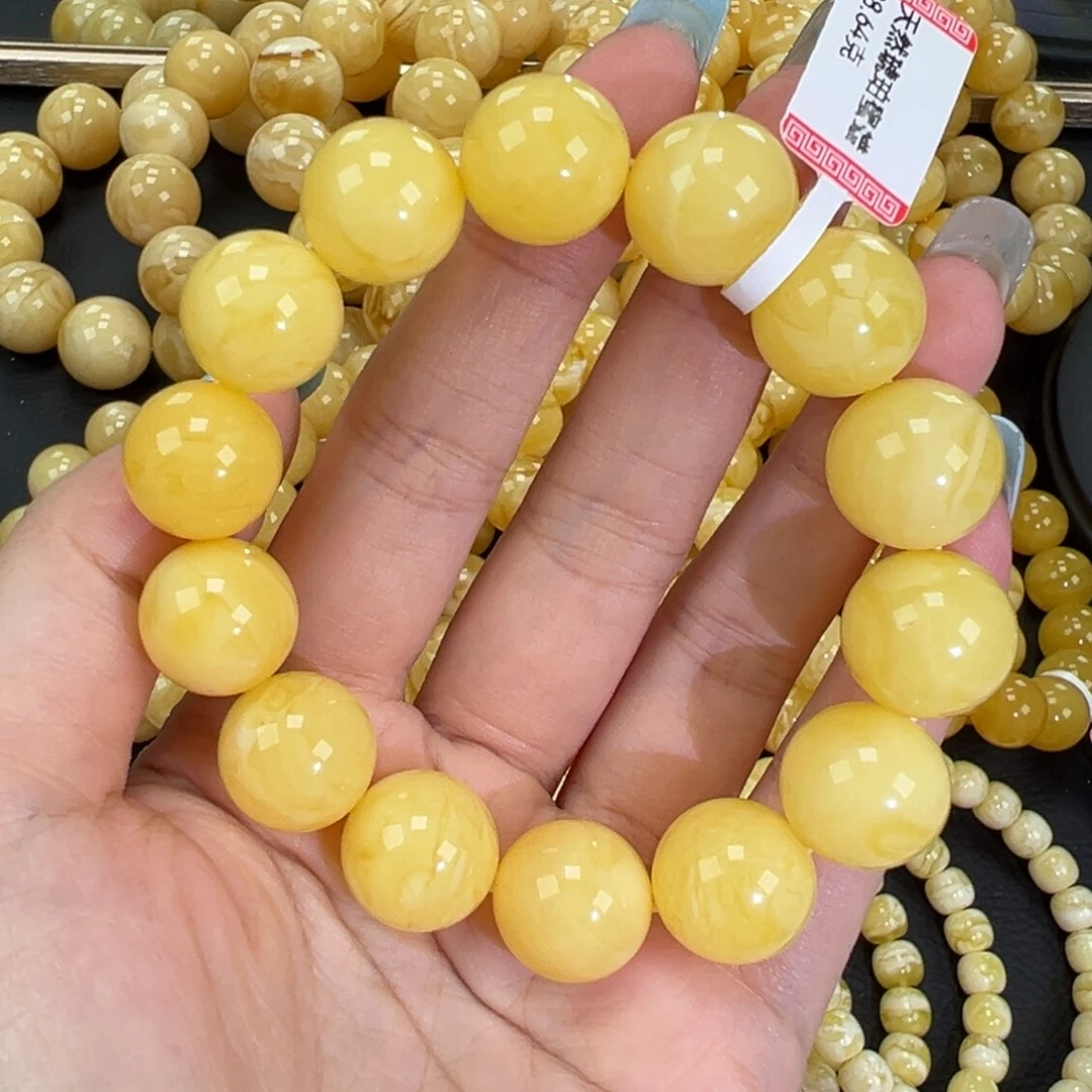 琥珀未镶嵌手链28.6黄白蜡