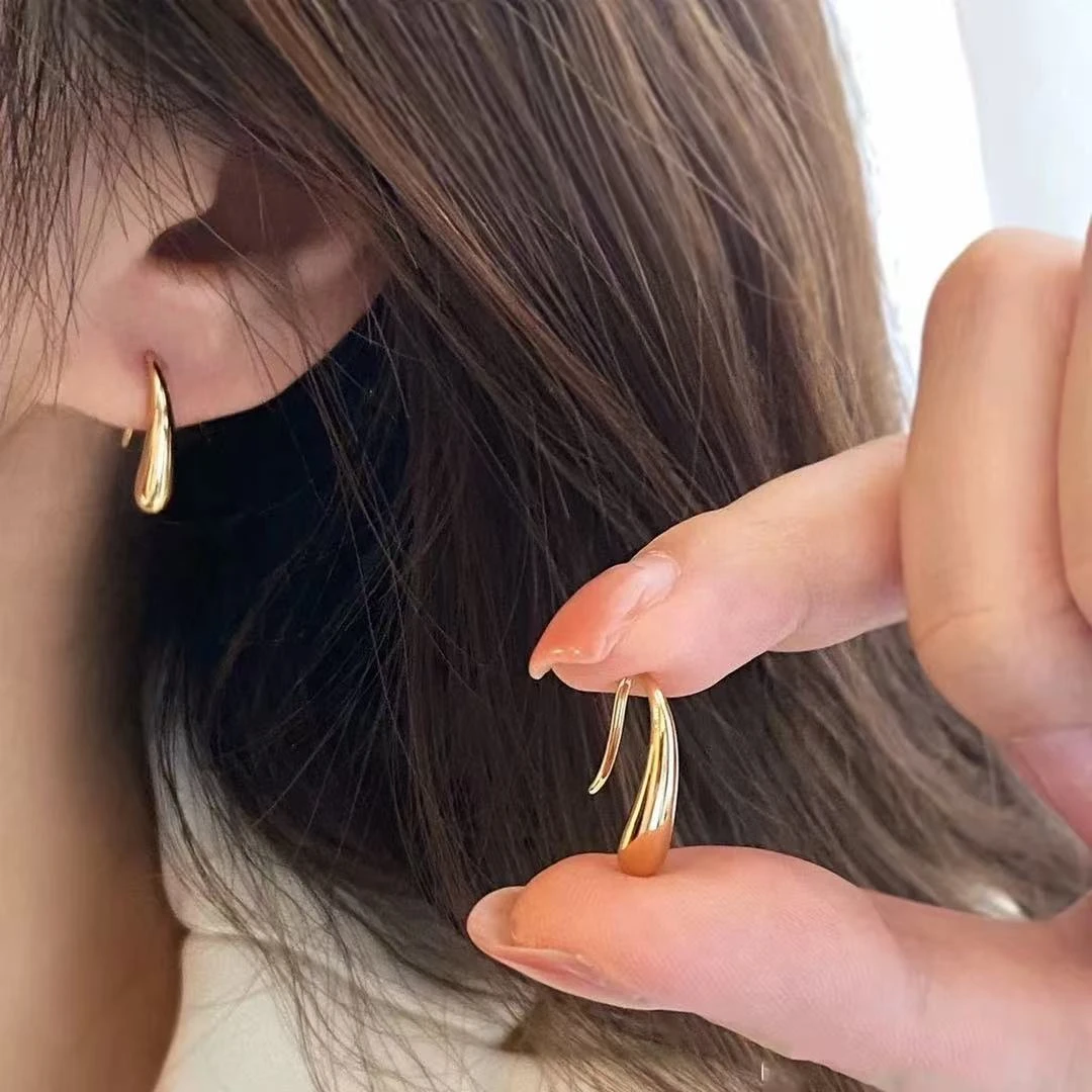 铜合金耳饰 066【月牙弯弯】金色小水滴耳饰养耳洞首选耳扣气质百搭