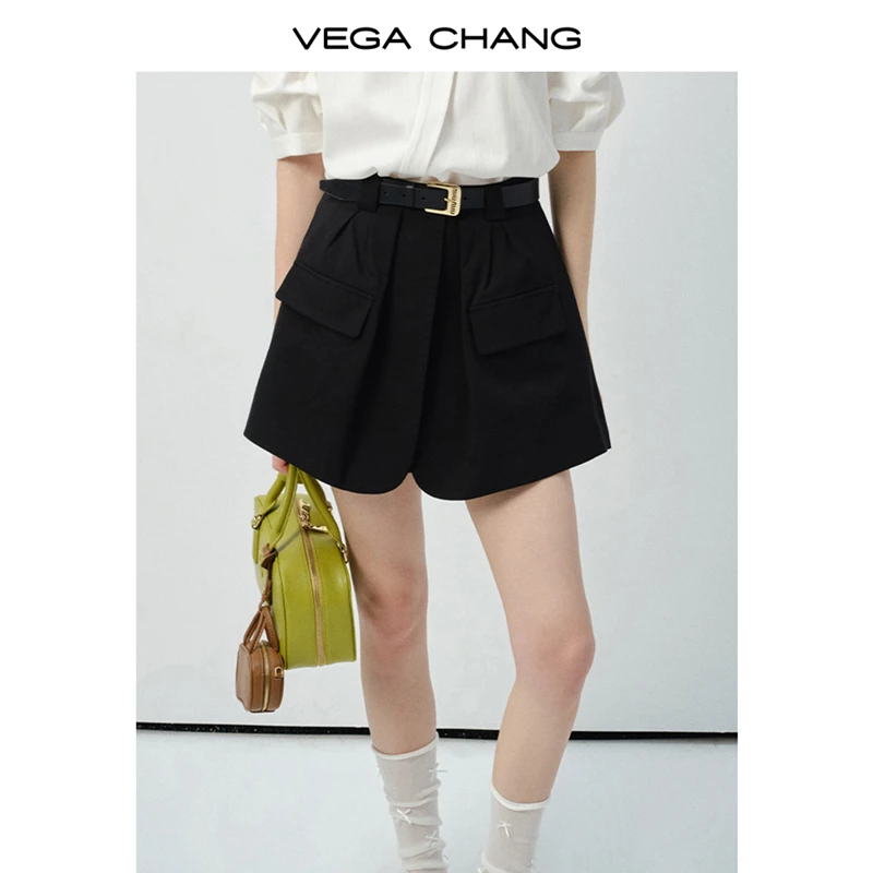 VEGA CHANG休闲裤女2026新款夏通勤百搭休闲直筒工装高腰A字裙裤