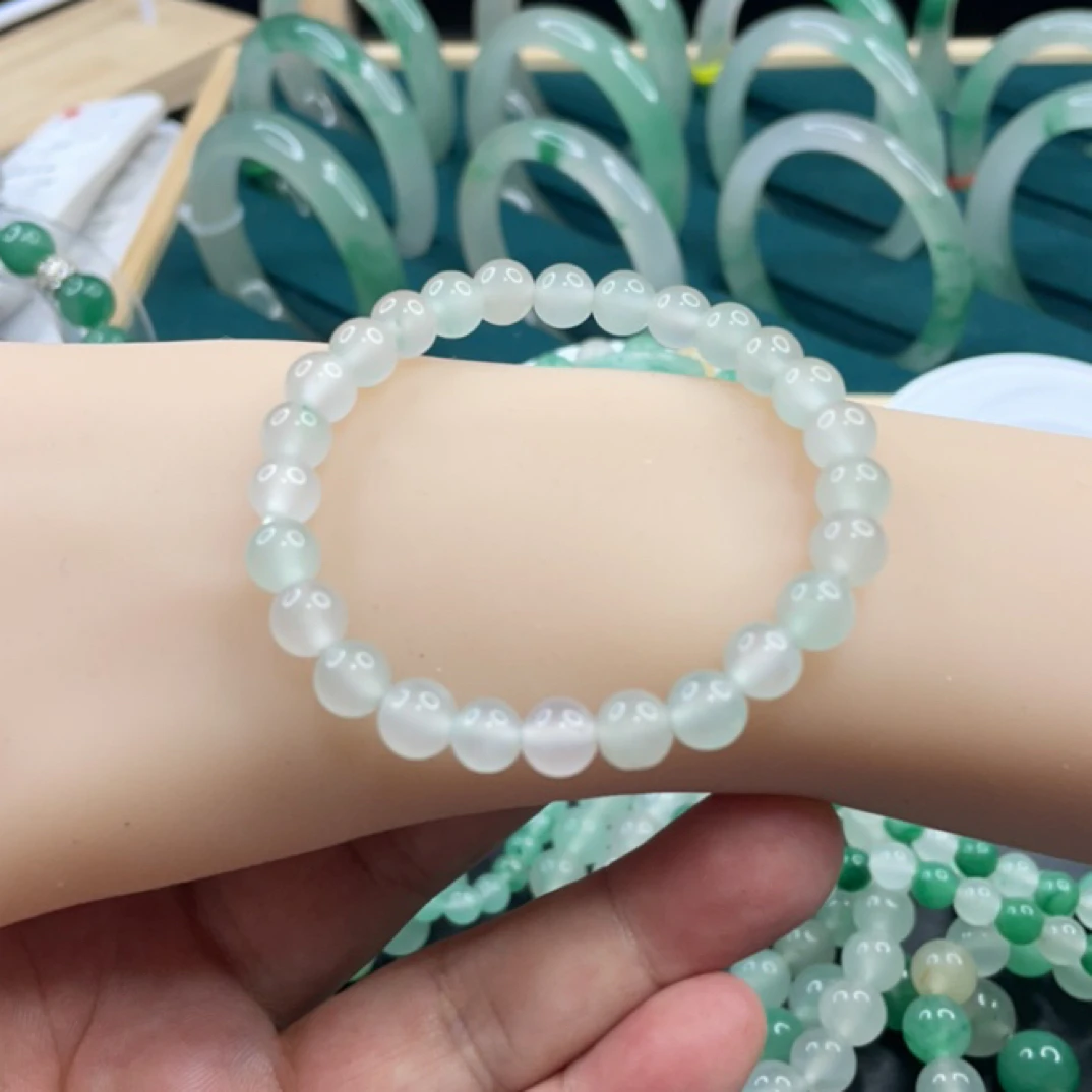 纯天然非洲翠高白冰手串